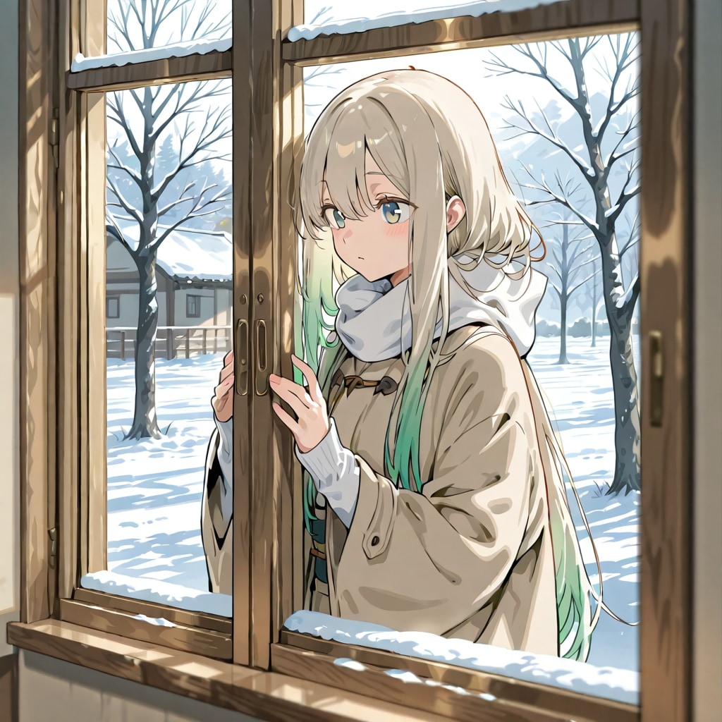 雪、無音、窓辺にて。