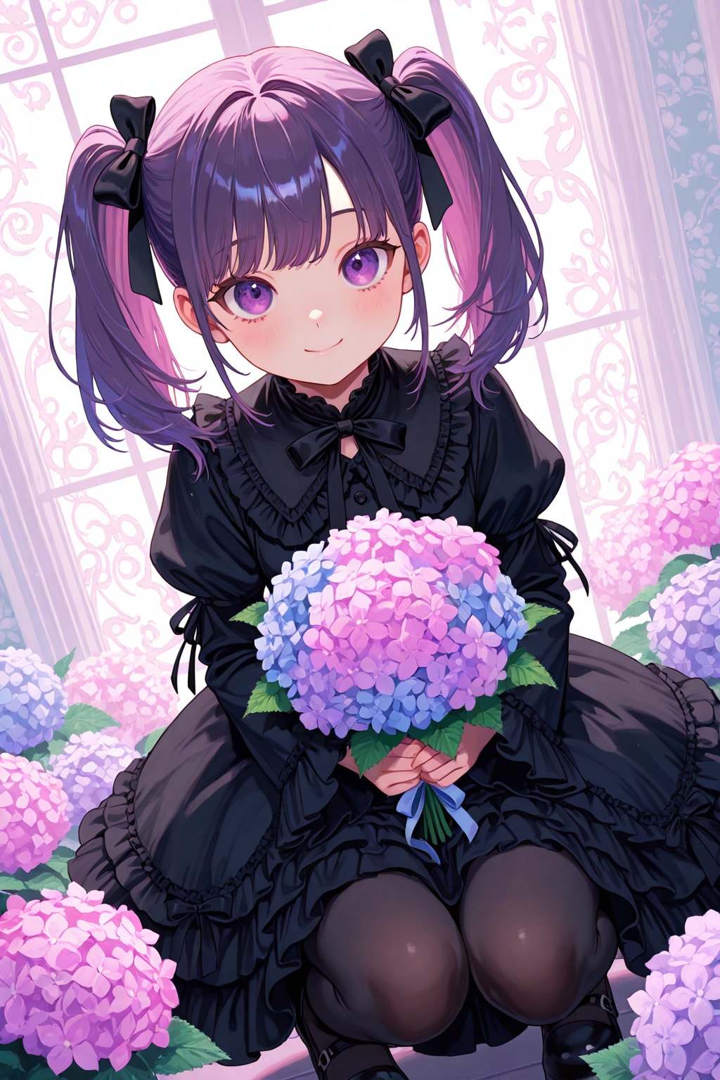 紫陽花と少女