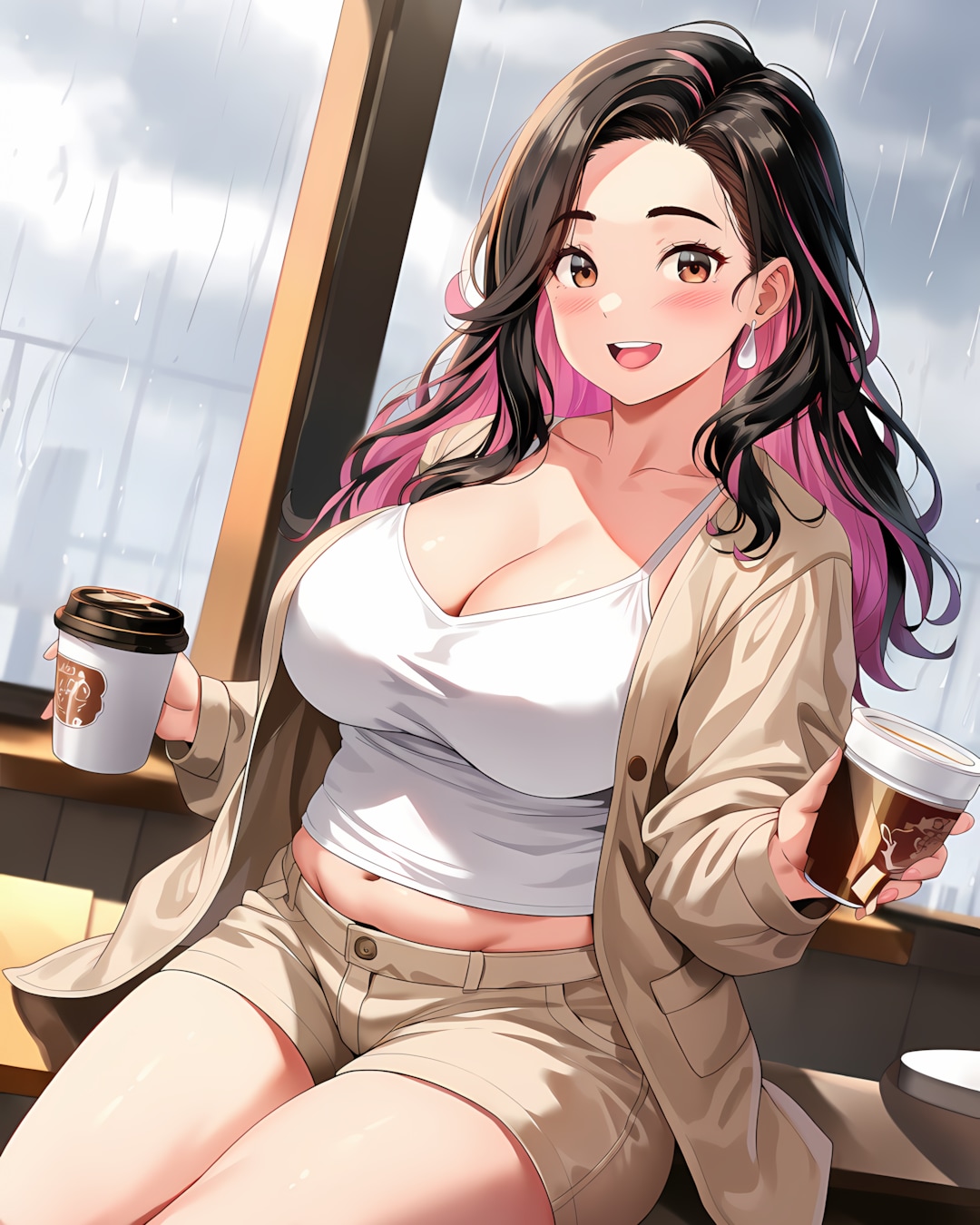 ☔祝日の朝は雨模様…リナと窓辺でまったりカフェ☕