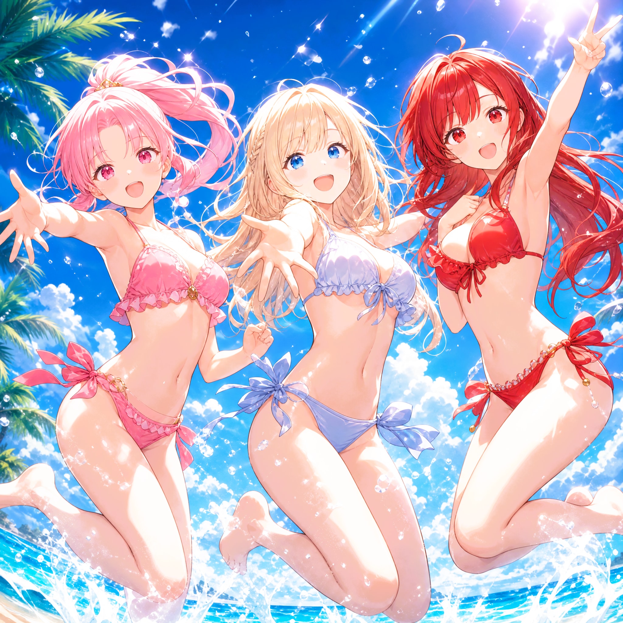 夏空にジャンプ！（ALTAIRちゃん、AQUAちゃん、AURAちゃん）