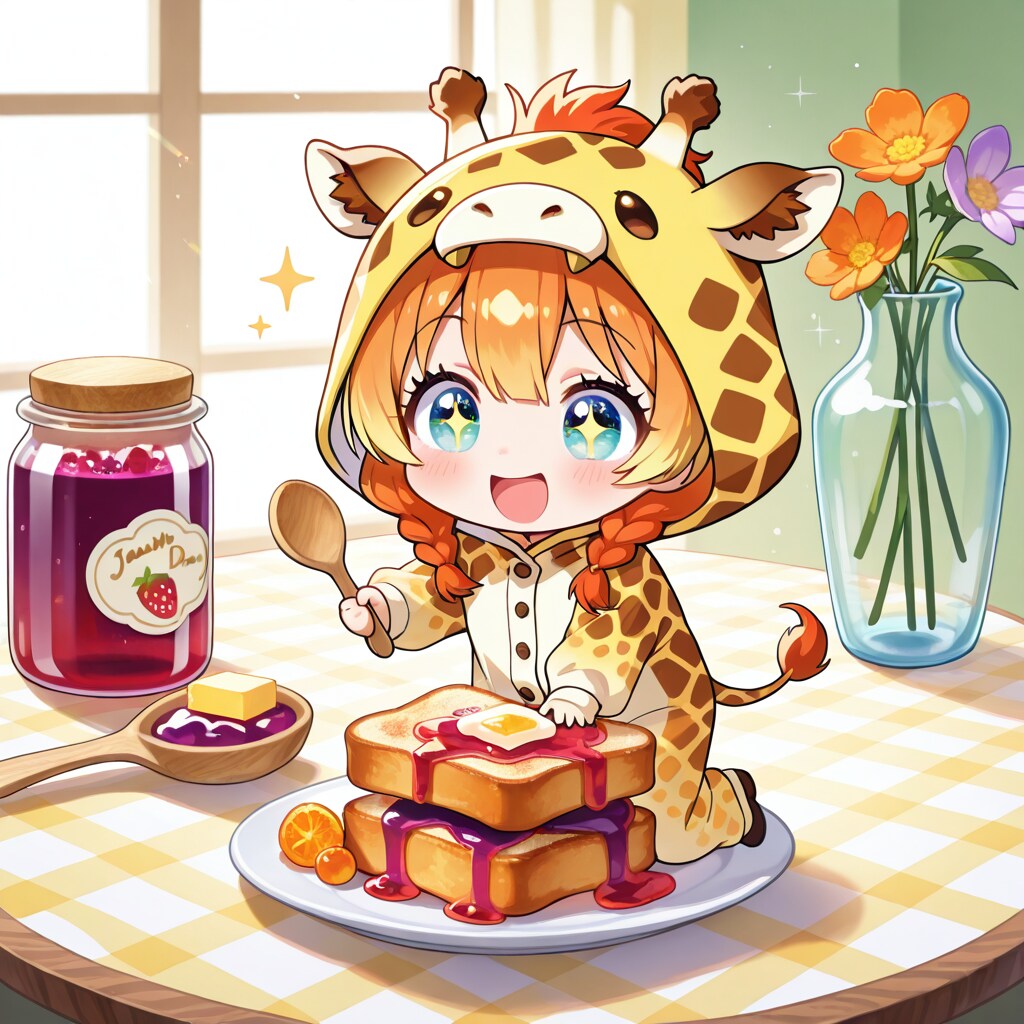 ジャムとトーストとキリン着ぐるみちび子ちゃん