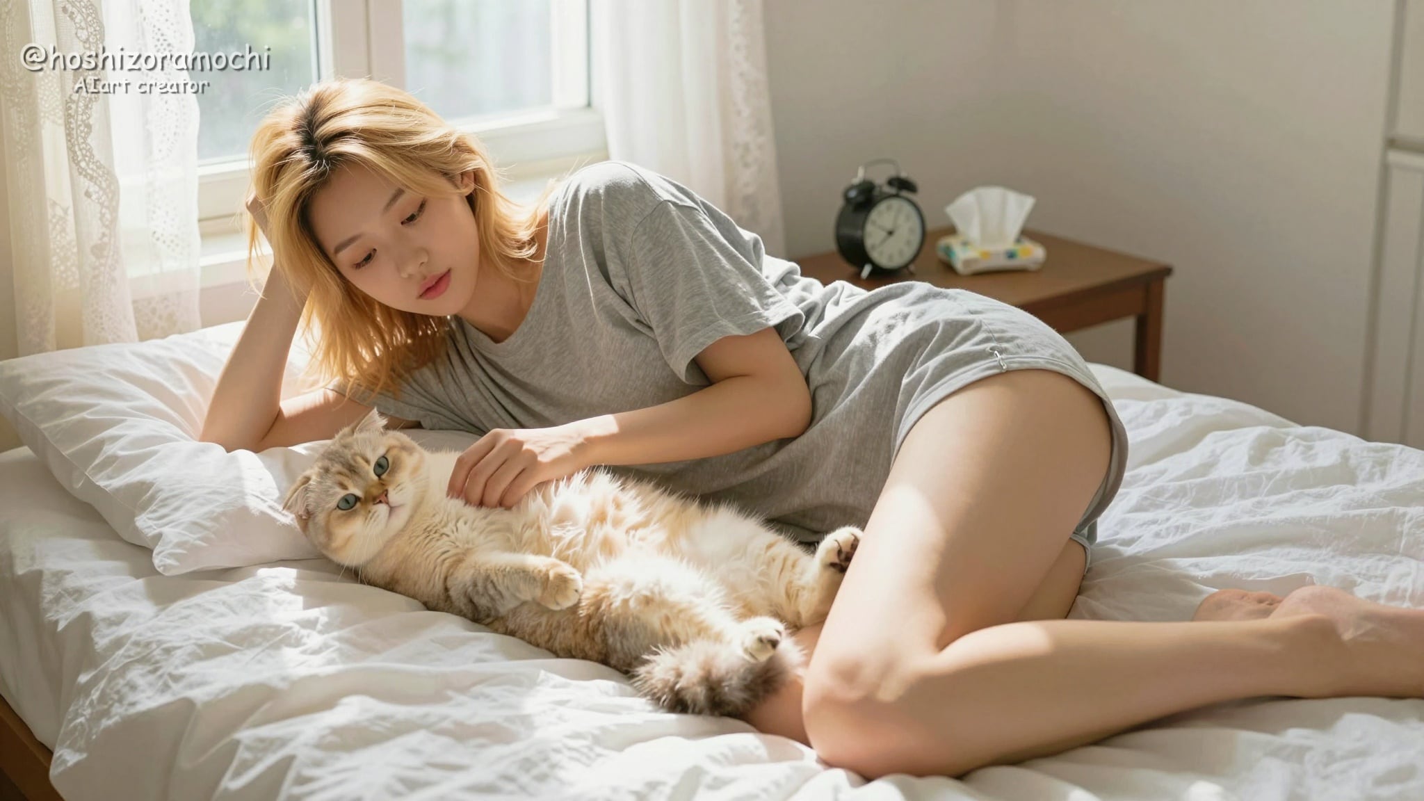 🛌冬の朝、ベッドルームの密やかな時間 | の人気AIイラスト・グラビア