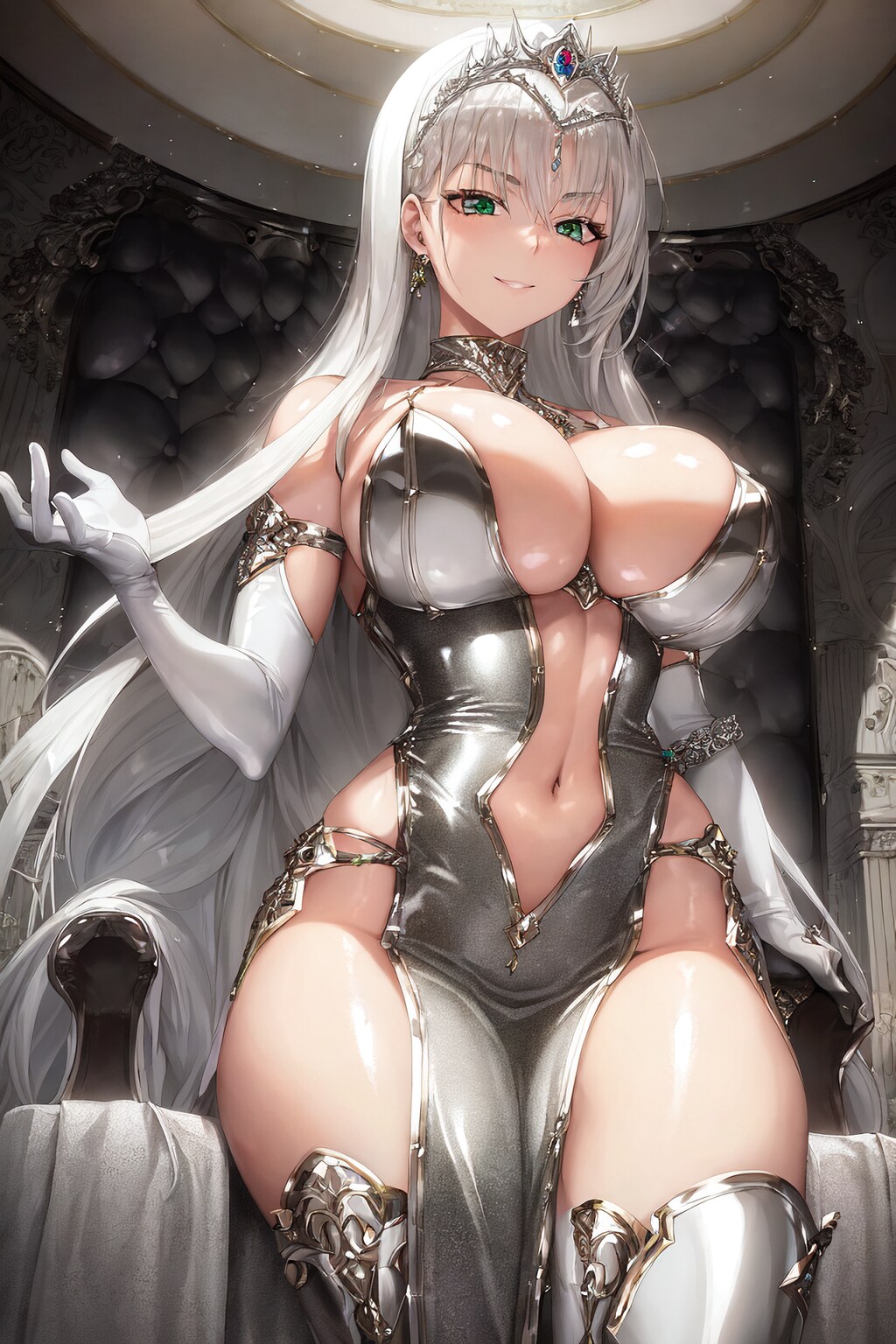 銀髪ロングメタリックえっちドレスプリンセスちゃんHolaraAI