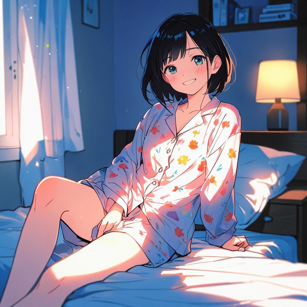 朝のパジャマ娘