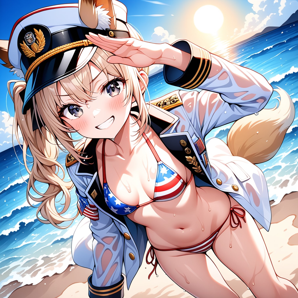 軍服水着狐娘・三女