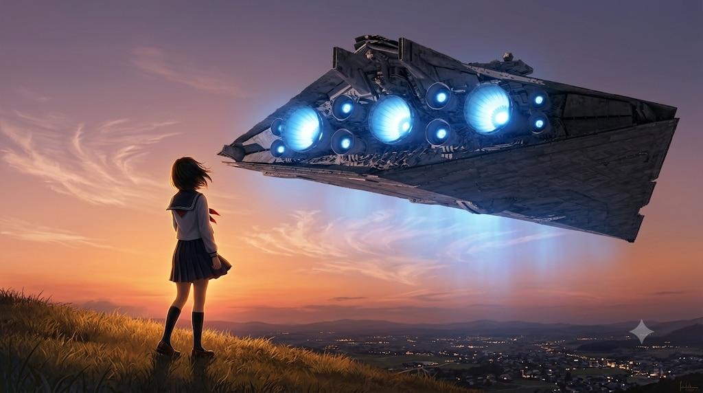 丘に立つ少女