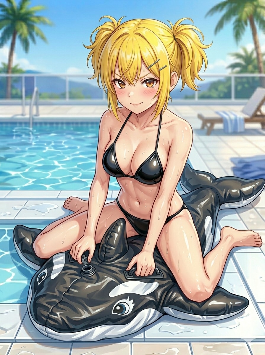 シャチフロートの空気を抜いてぺちゃんこに