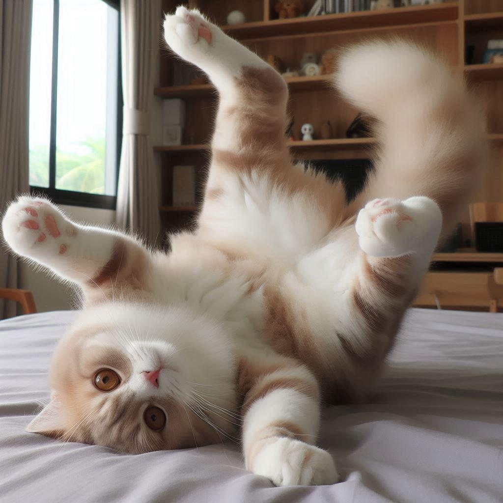 ベッドの上の猫