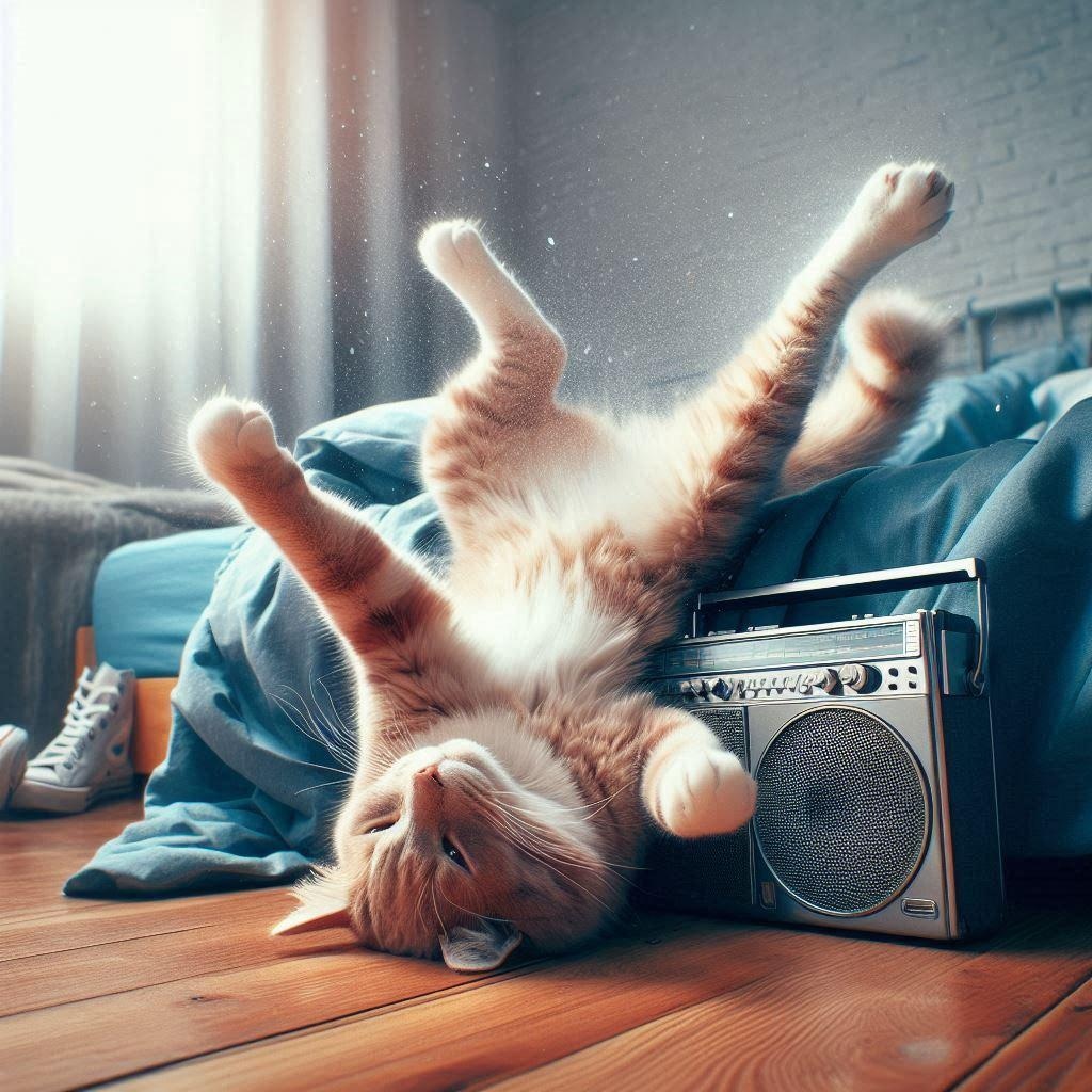 ベッドの上の猫