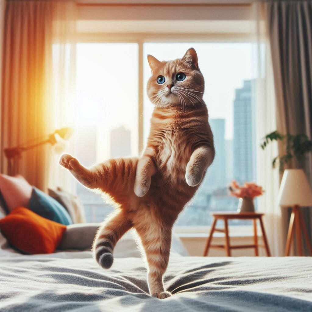 ベッドの上の猫