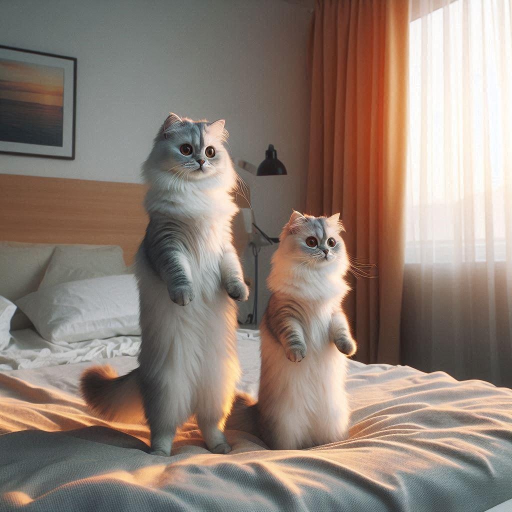 ベッドの上の猫