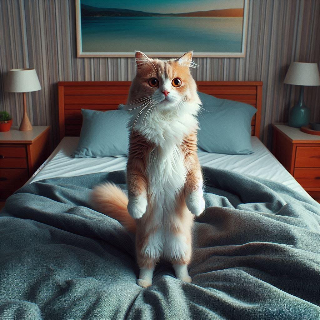 ベッドの上の猫