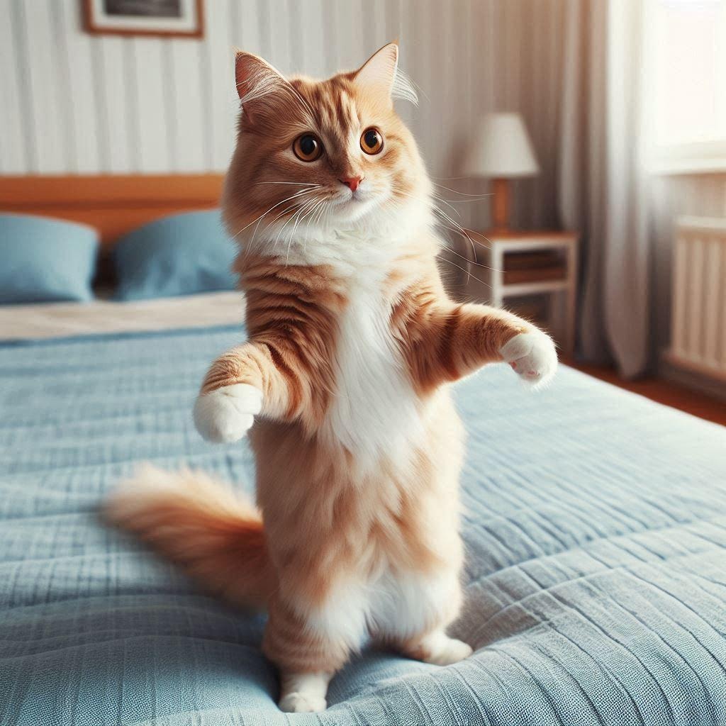 ベッドの上の猫