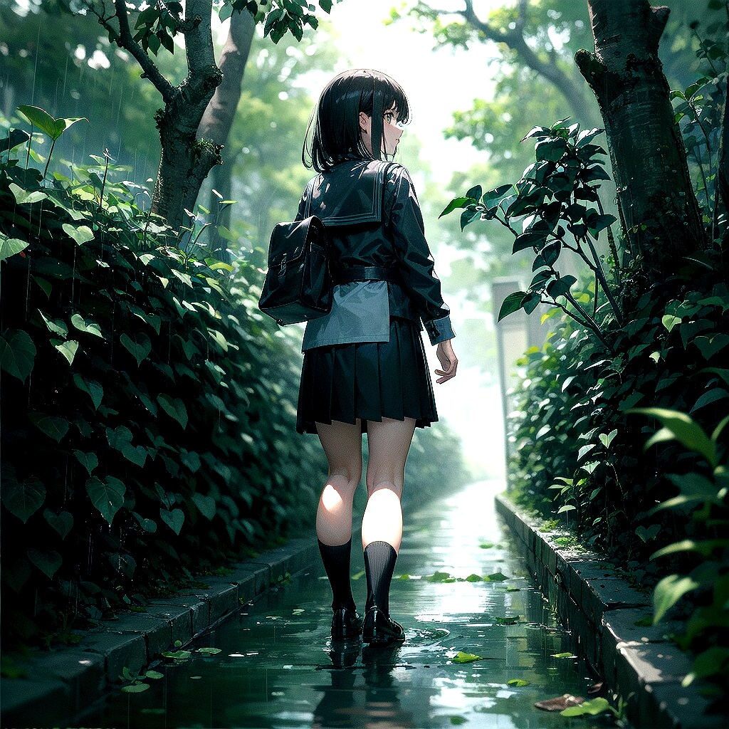 雨上がりの帰り道で靴下がずぶ濡れの子