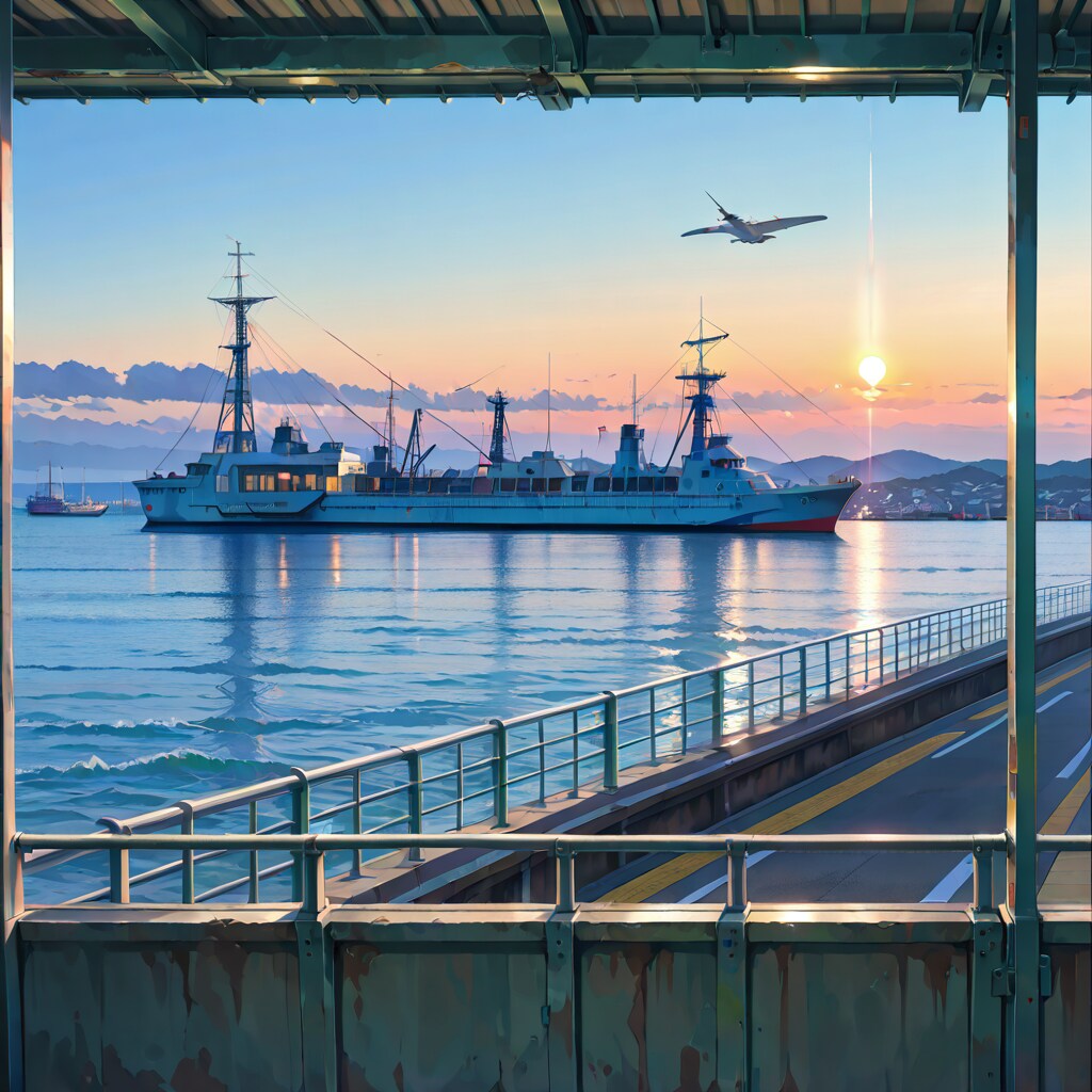 夕焼けの港
