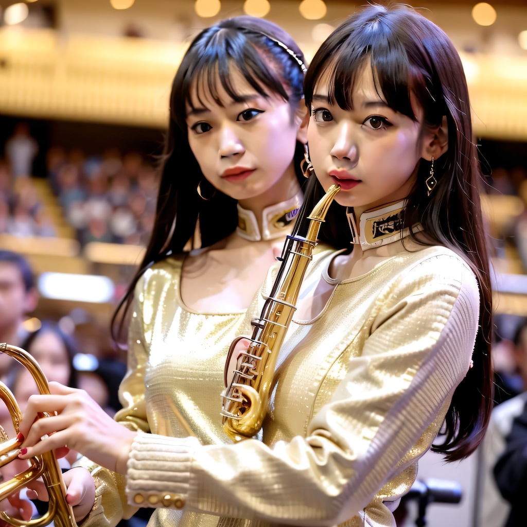 黒髪ロングでブラスバンドの美女３８