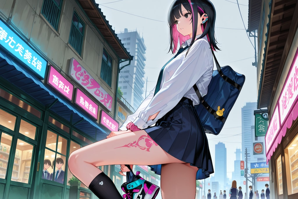 ヒップホップ黒服ギャル
