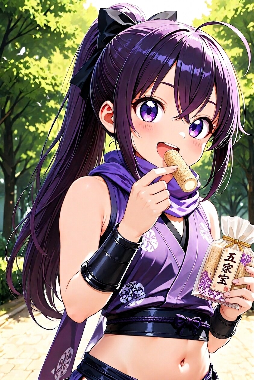 五家宝を食べるクノイチ | の人気AIイラスト・グラビア