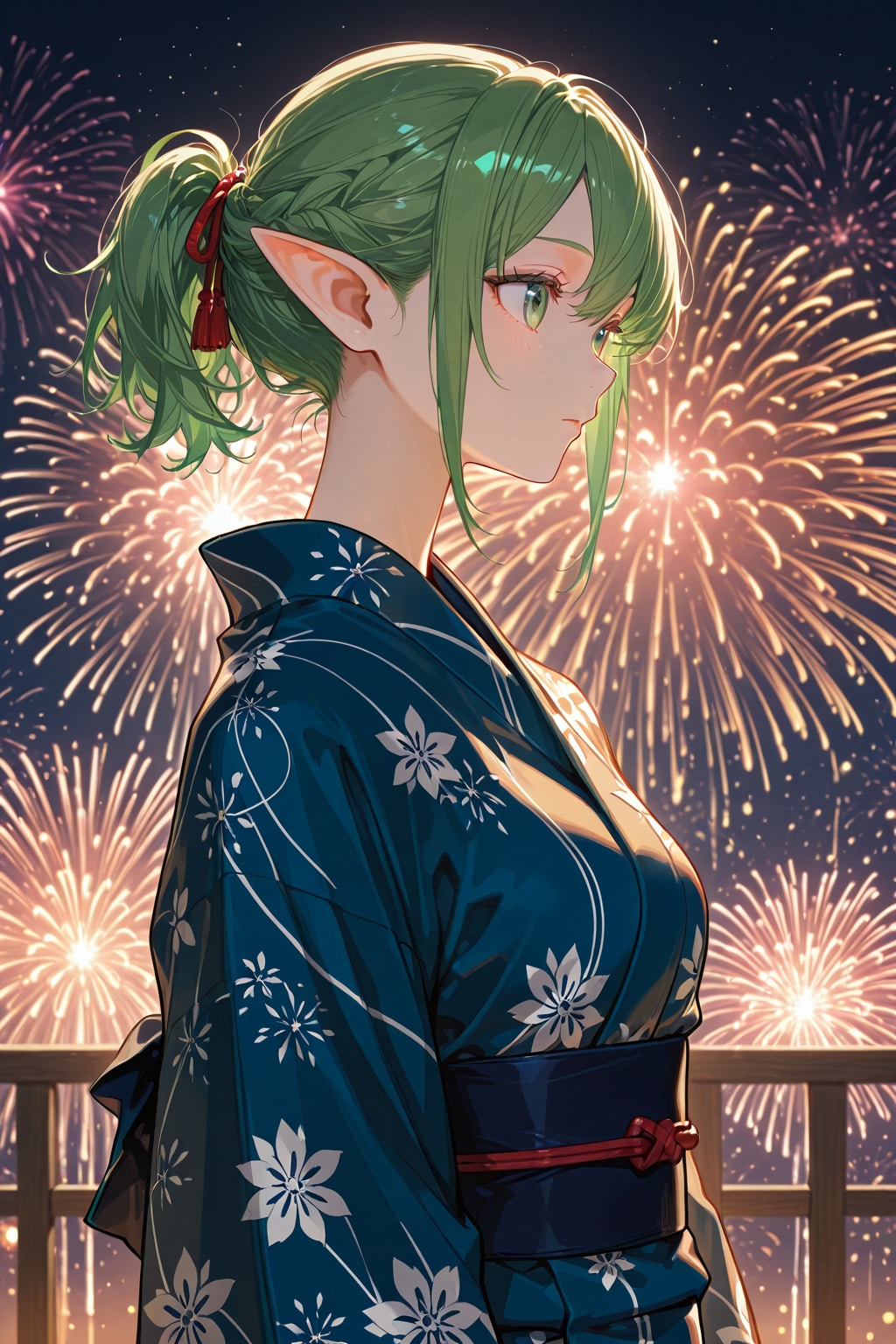 浴衣姿のエルフ