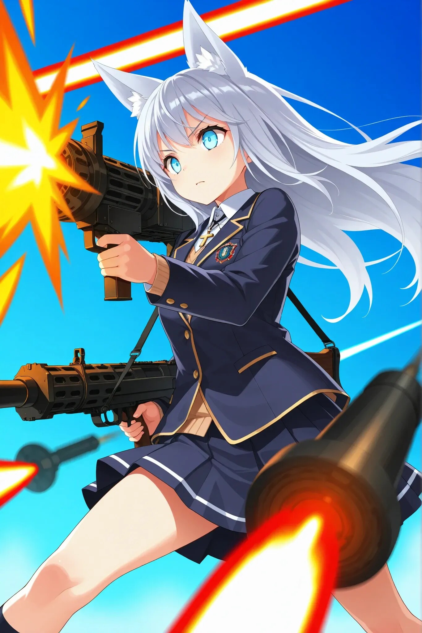 銀髪の狐耳少女（ライフル）