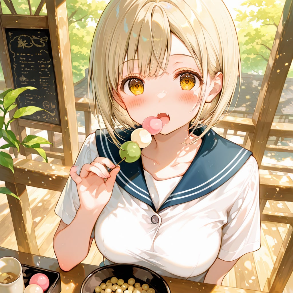 お団子を食べる少女（きなこちゃん没作品） | の人気AIイラスト・グラビア