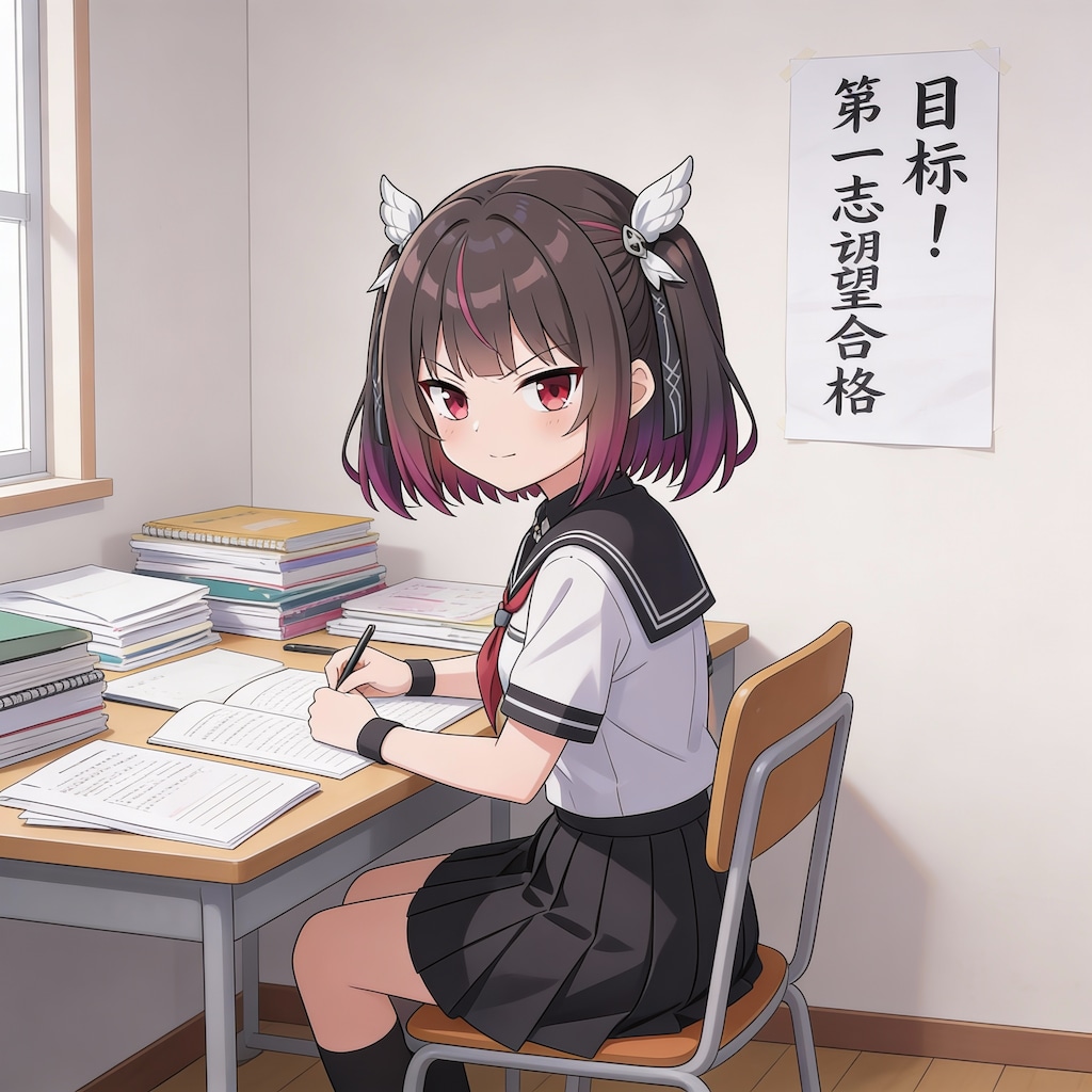 受験勉強中のミテルちゃん