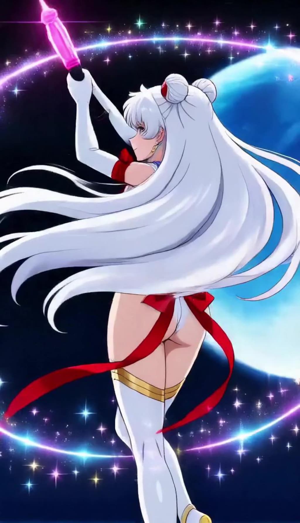 （正義（性技）の必殺技バンク💕パラパラ疑似アニメ♪）ディルドに聖なるパワーが宿った時！悪のハイレグ美少女を滅する必殺技を放つ正義（性技）のロッドになる！