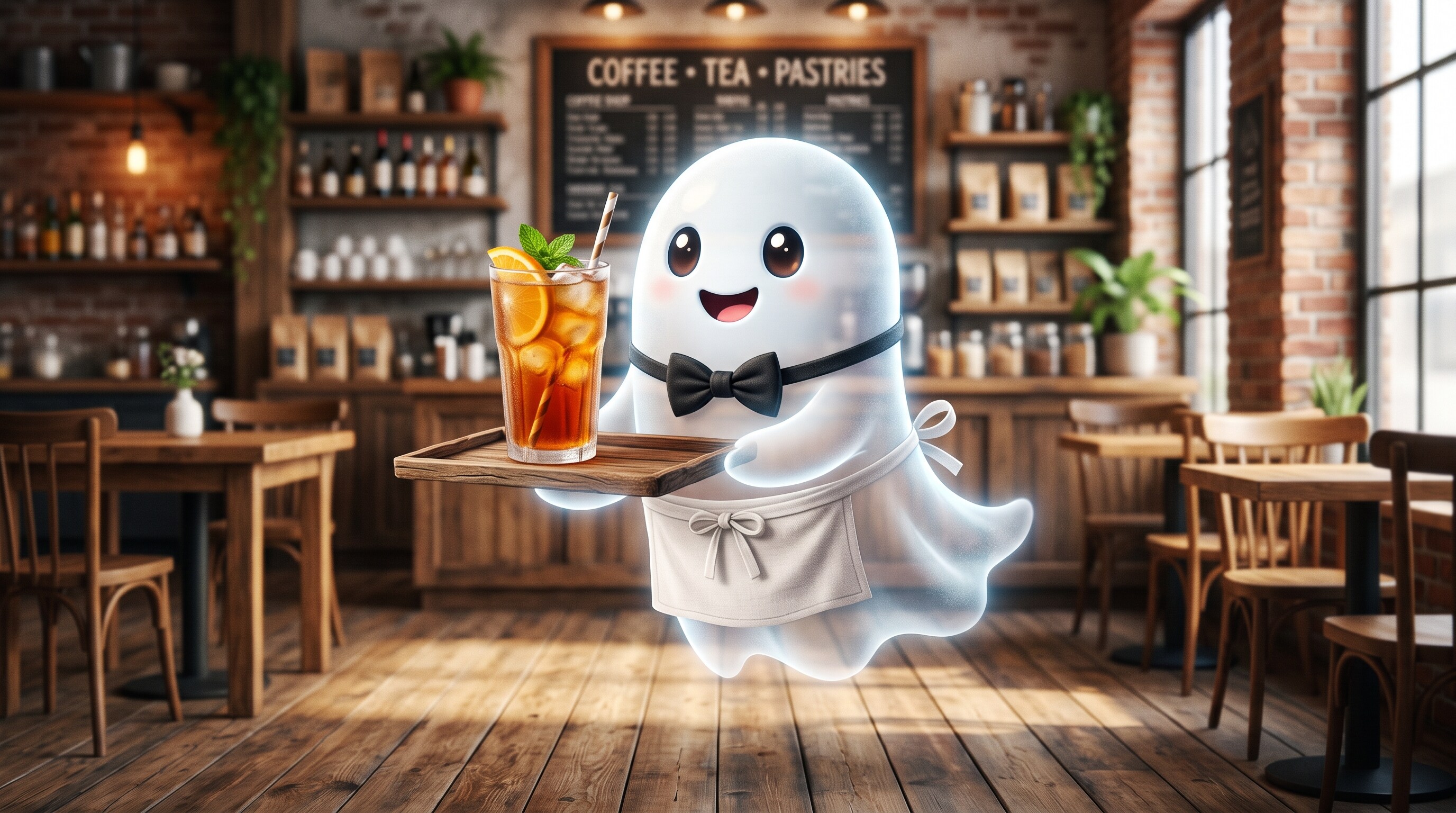 アイスティーを運ぶお化けさん | の人気AIイラスト・グラビア