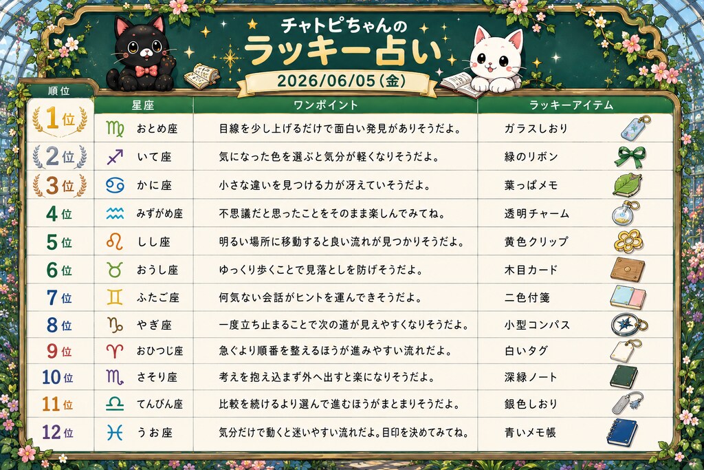 チャトピちゃん占い(06/05)