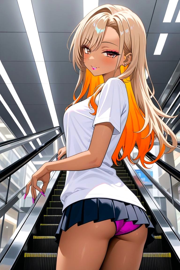 チラ見えエスカレーター