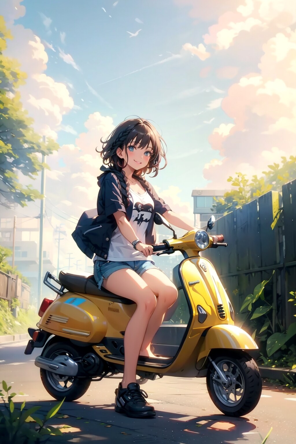 スクーターの乗る女の子