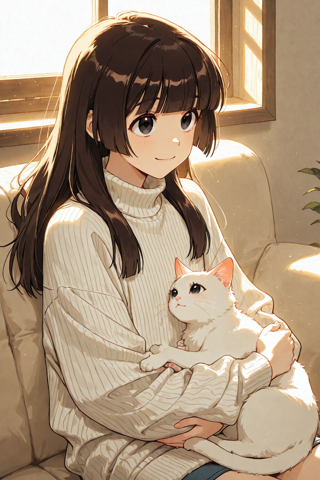 奏音ちゃんと猫 | の人気AIイラスト・グラビア