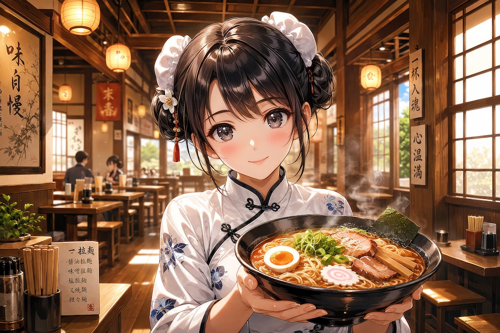 メイリン、ラーメン屋店員になる
