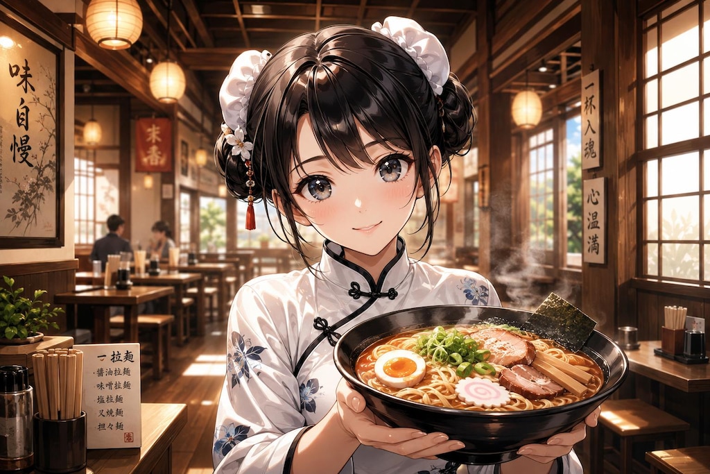 メイリン、ラーメン屋店員になる