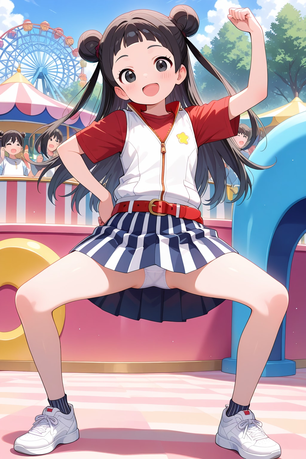 テーマパークで踊るおねえさん