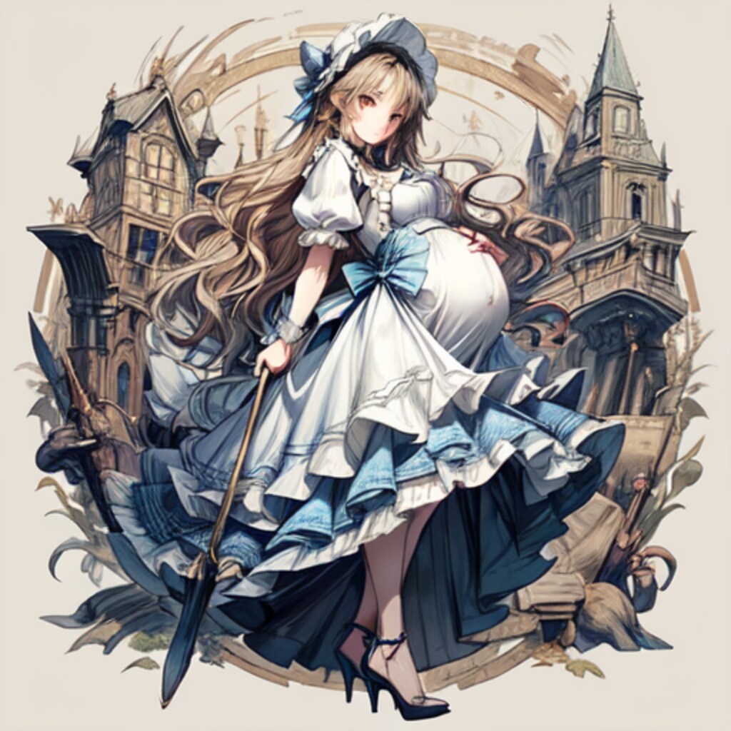 blue white maid