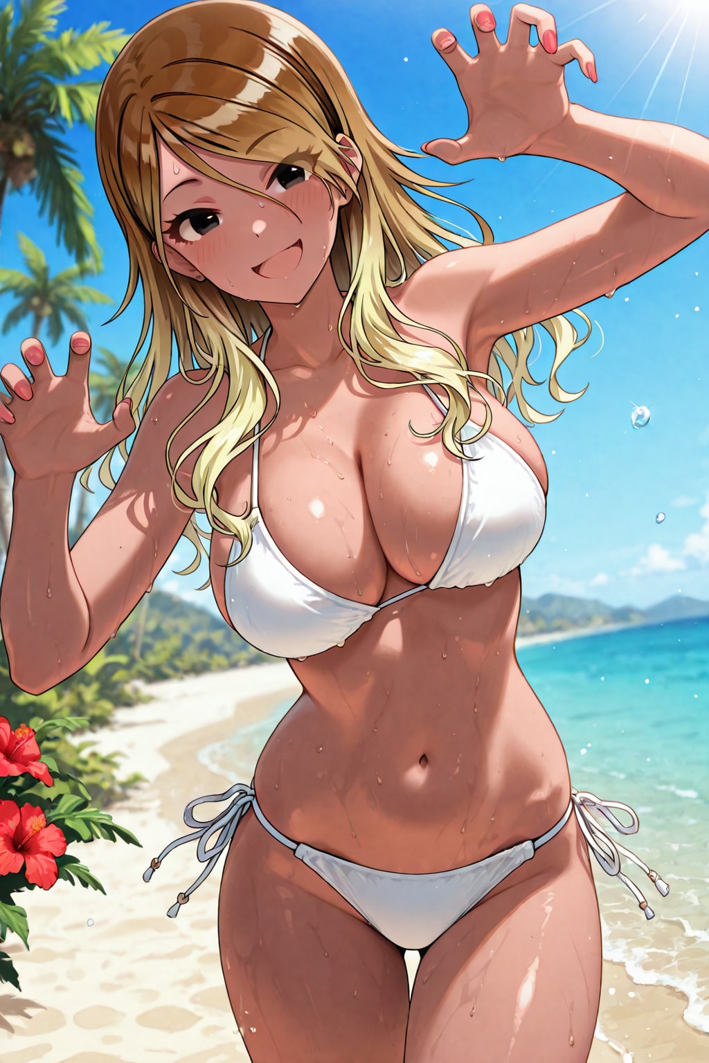褐色肌に白ビキニの和泉愛依👙🏖️❤️
