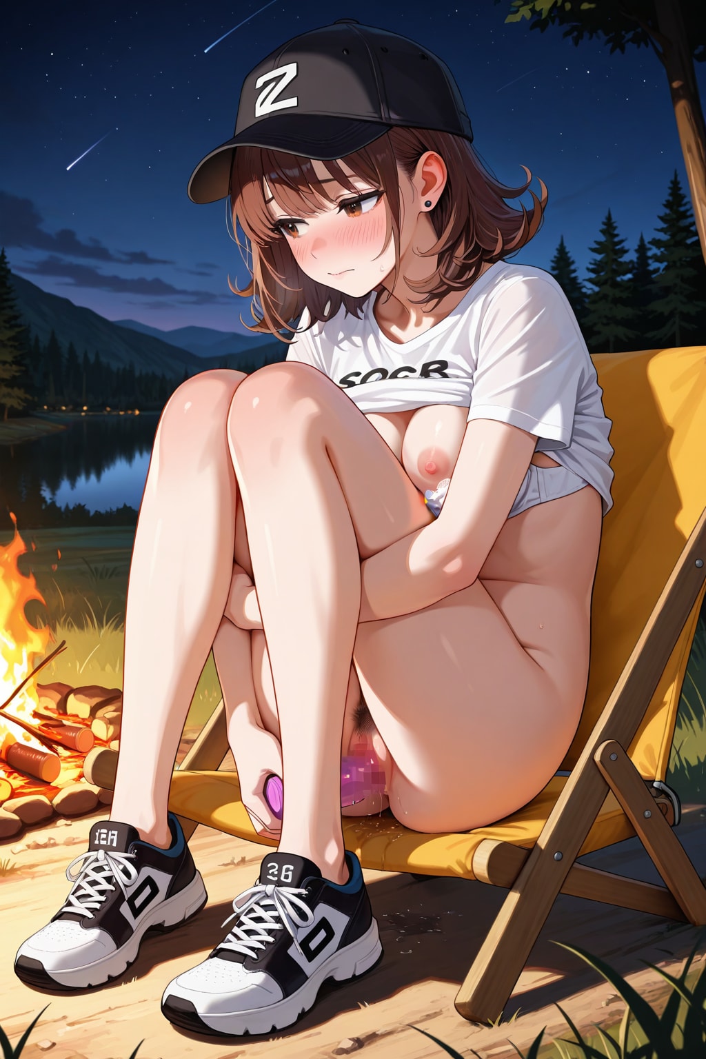ソロキャンでソロ行為するOLさん