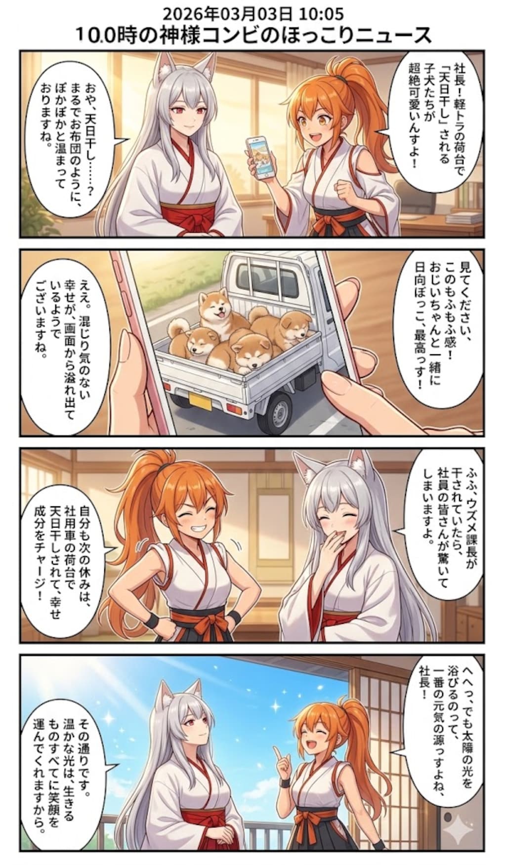 「天日干し」されている秋田犬の子犬