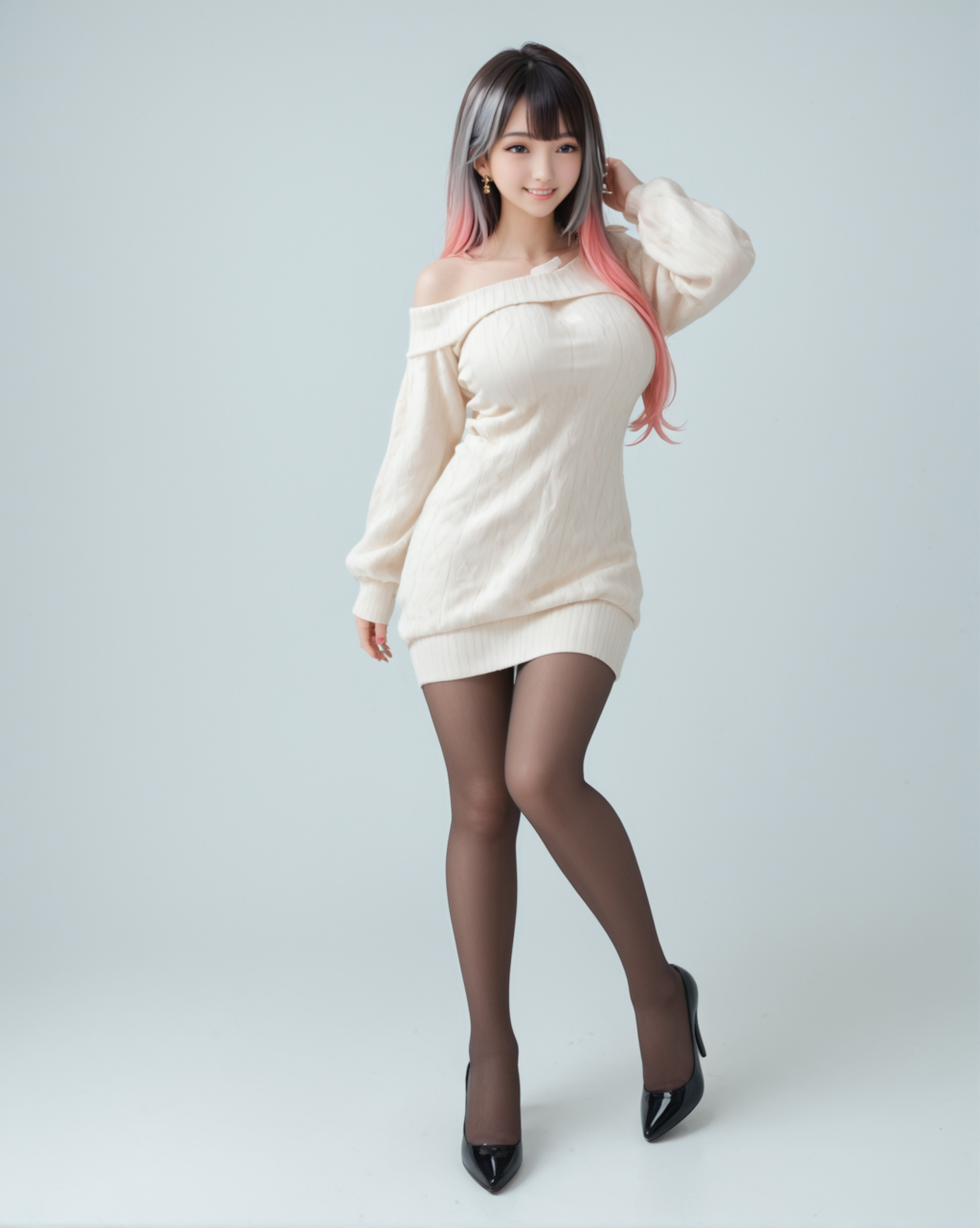 ワンピース巨乳ニット