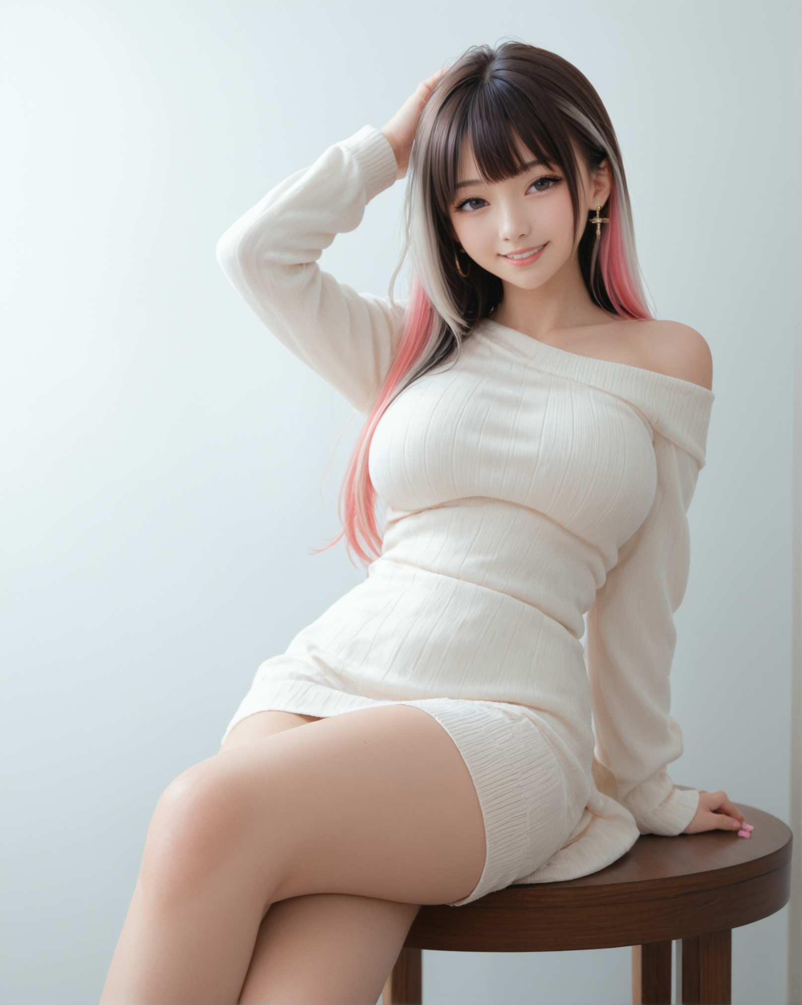 ワンピース巨乳ニット