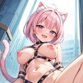 二次おっぱいポロリ298《ピンク髪猫娘ボンテージ》 6枚目