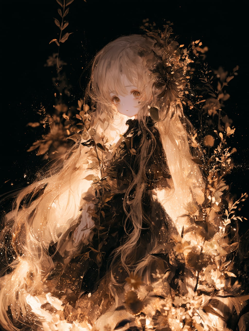 闇の中に光る花