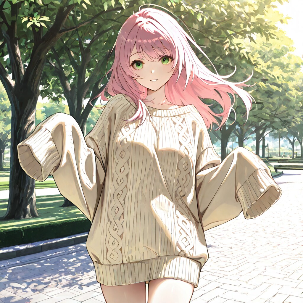 春風に揺れるオーバースリーブ