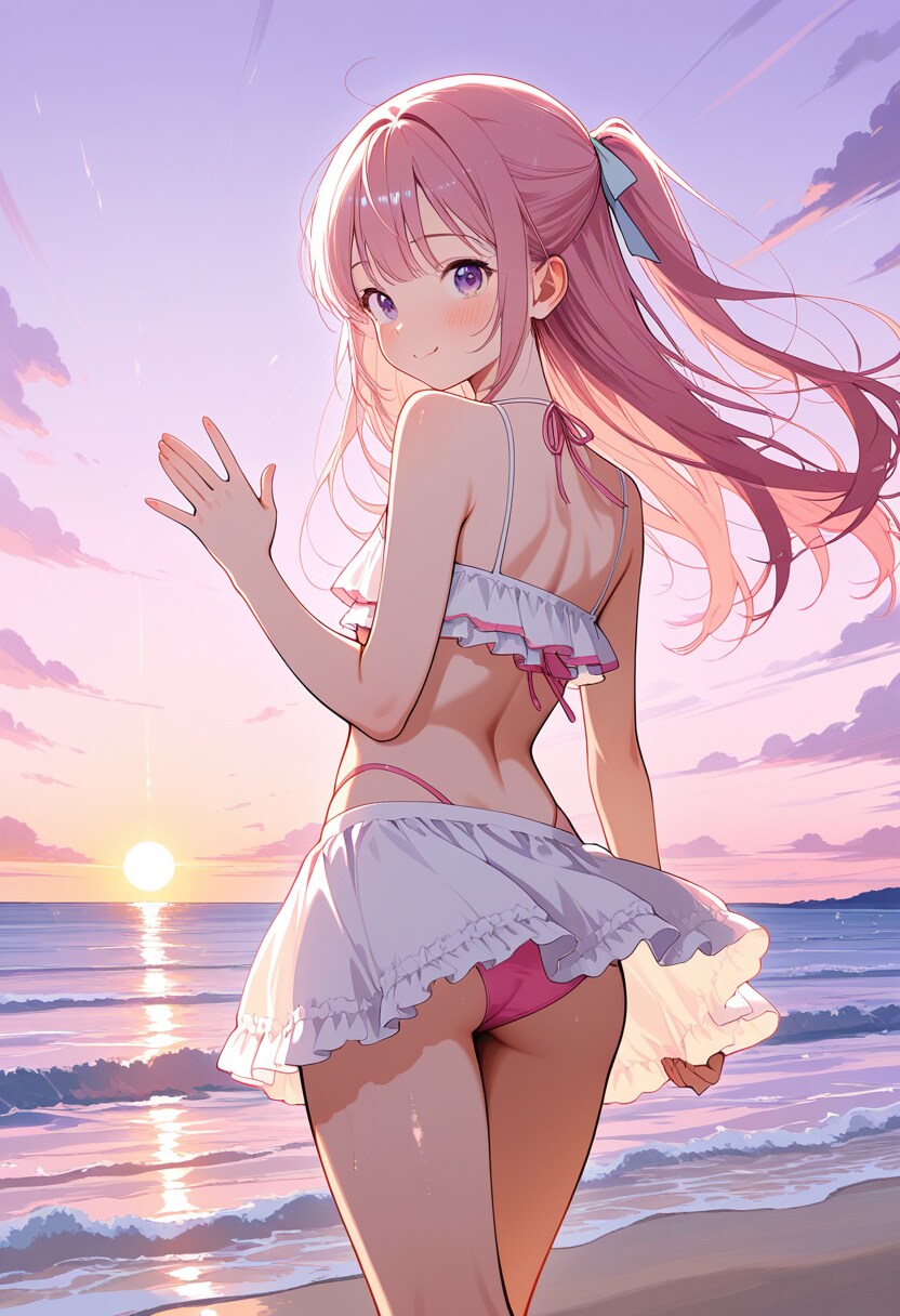 ピンク髪と、海の帰り道
