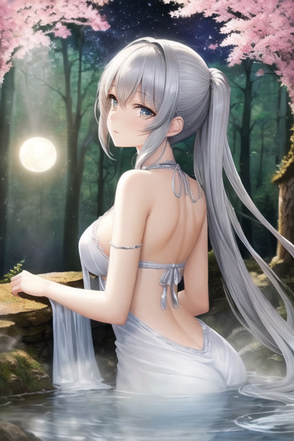 温泉に入る美しい少女 其の1