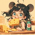 いたずら好きなチビキャラと巨大チーズのシーン 2枚目