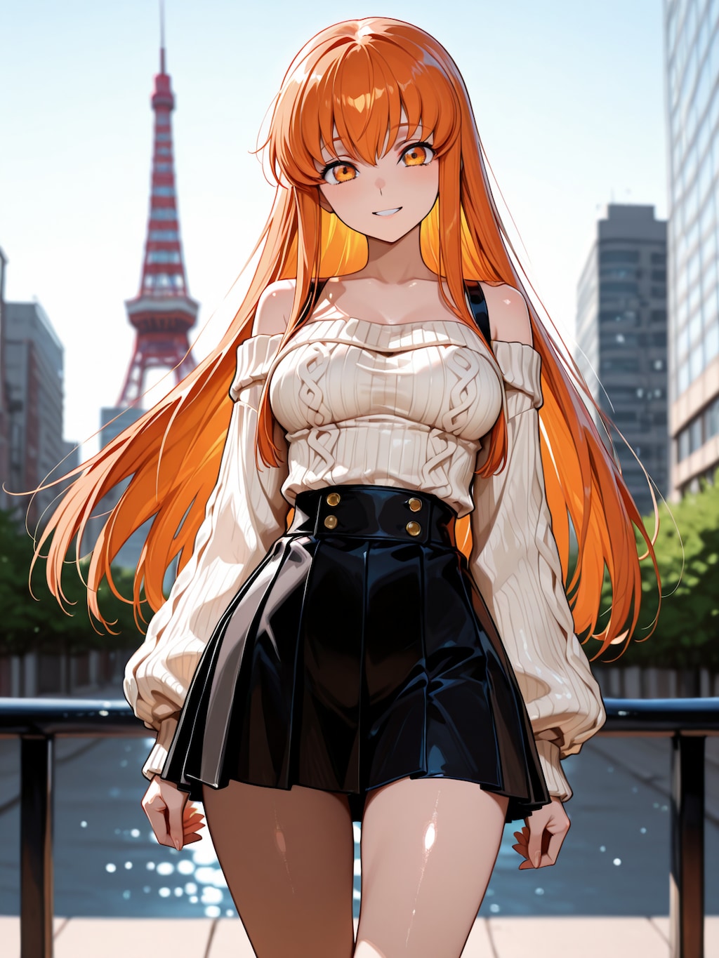 東京タワーを背にした明里