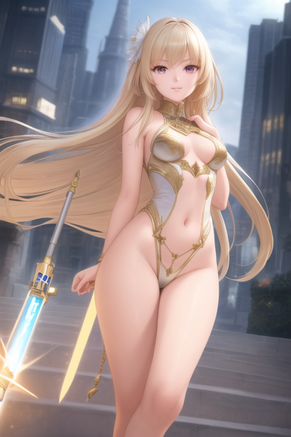 光剣を手にする金色の髪の少女