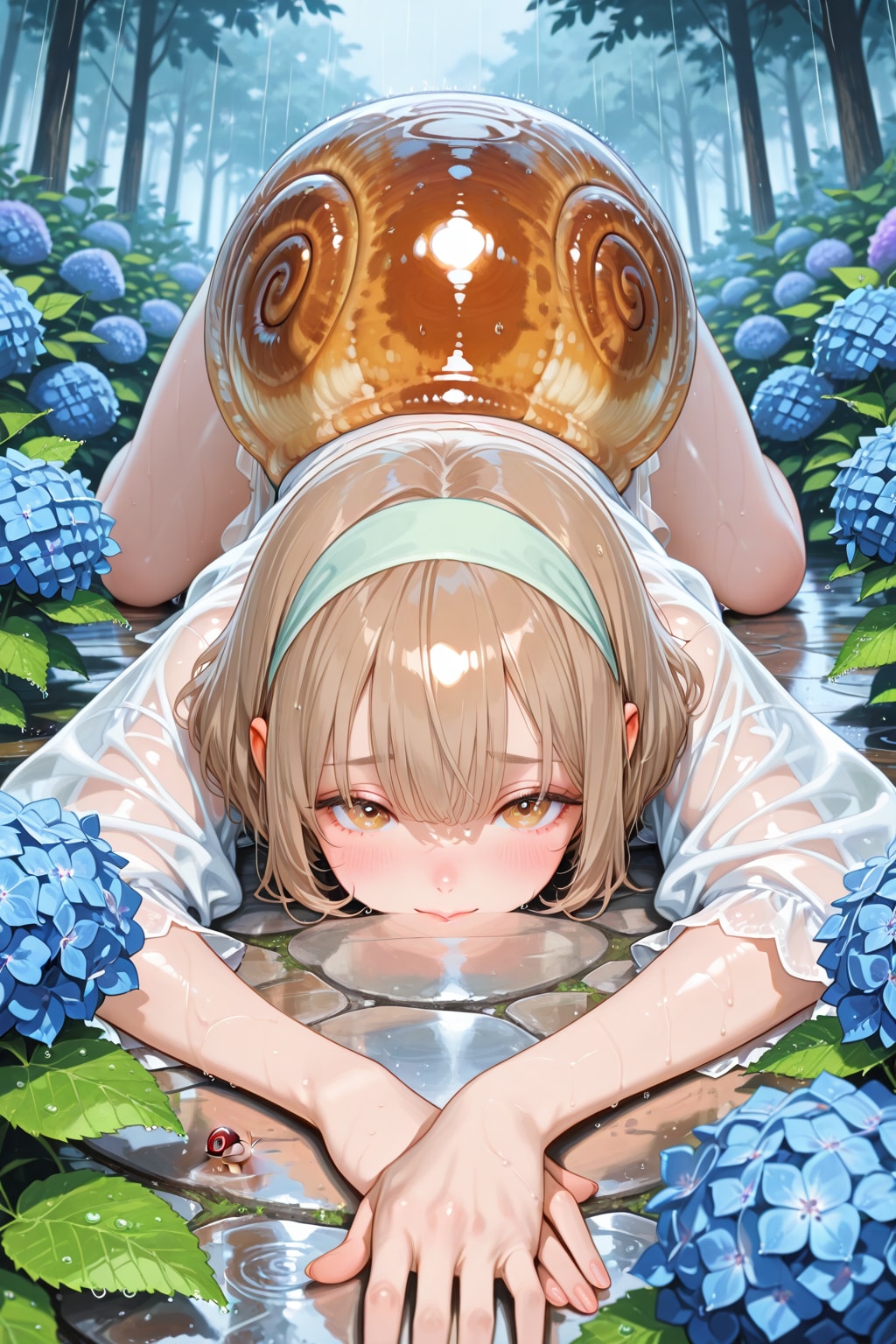 紫陽花とカタツムリ